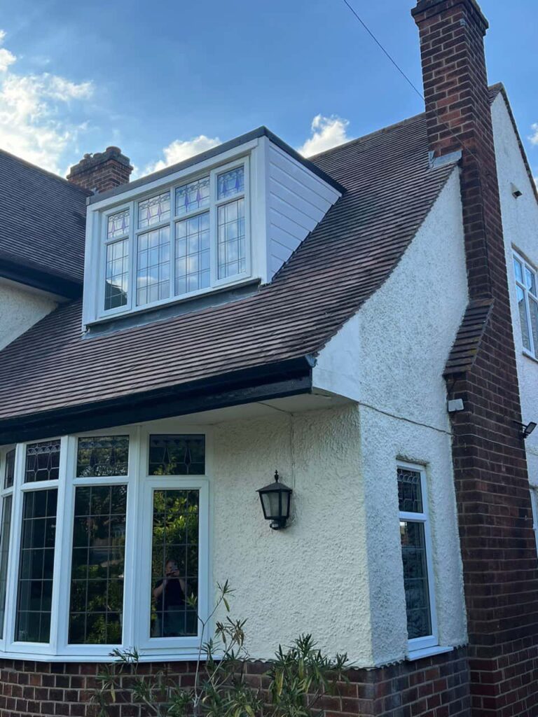 This is a photo of a dormer window which has just had some repairs carried out where the roof and the dormer meet. Works carried out by Swanley Roofing Repairs